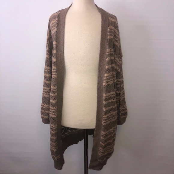 World Market Brown Striped Open Knit Cardigan Sweater ((One Size)) - Picture 1 of 7